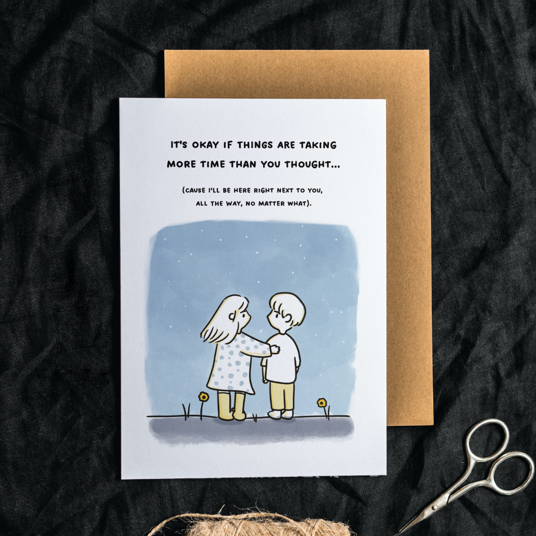Postcard - "HERE WITH YOU" postcard by KINDERBEINGS.COM